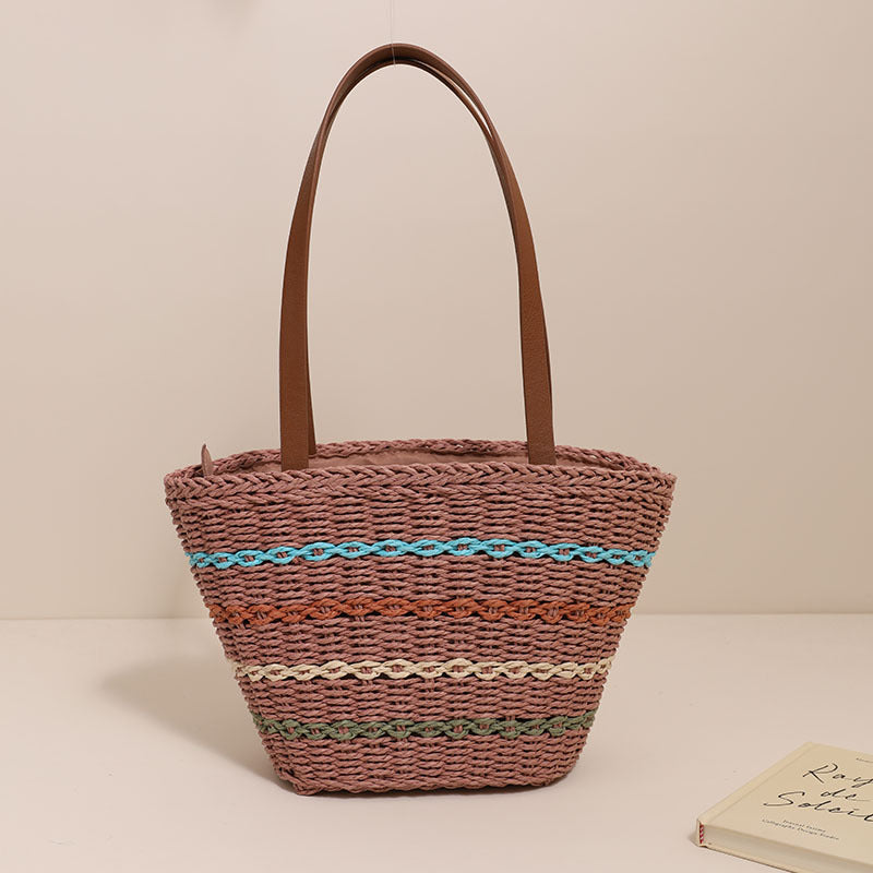 Trendy Straw Bag with Colorful Details Kalsten