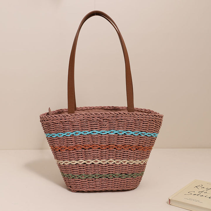 Trendy Straw Bag with Colorful Details Kalsten