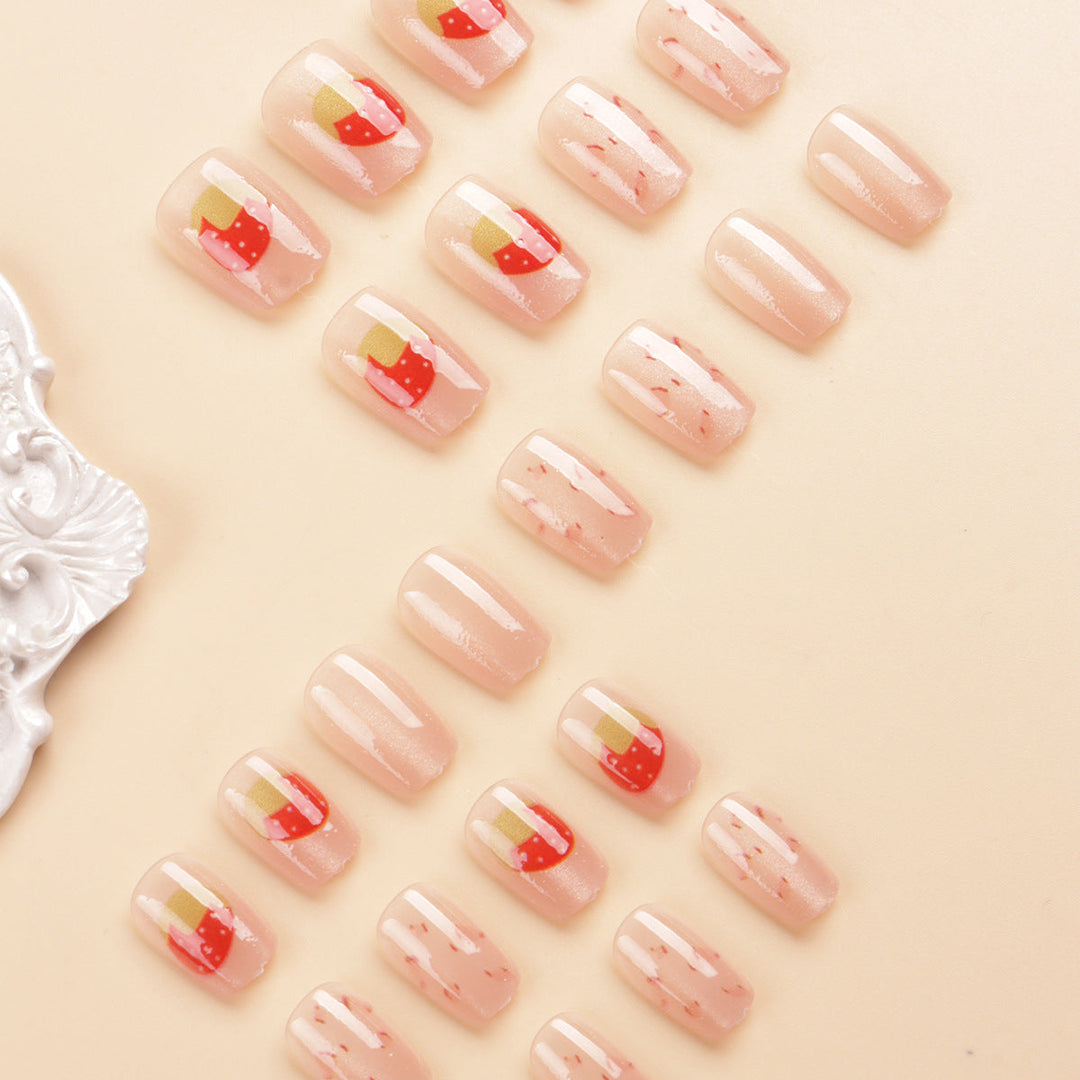 Cute Strawberry-Themed Press-On Nail Set Kalsten