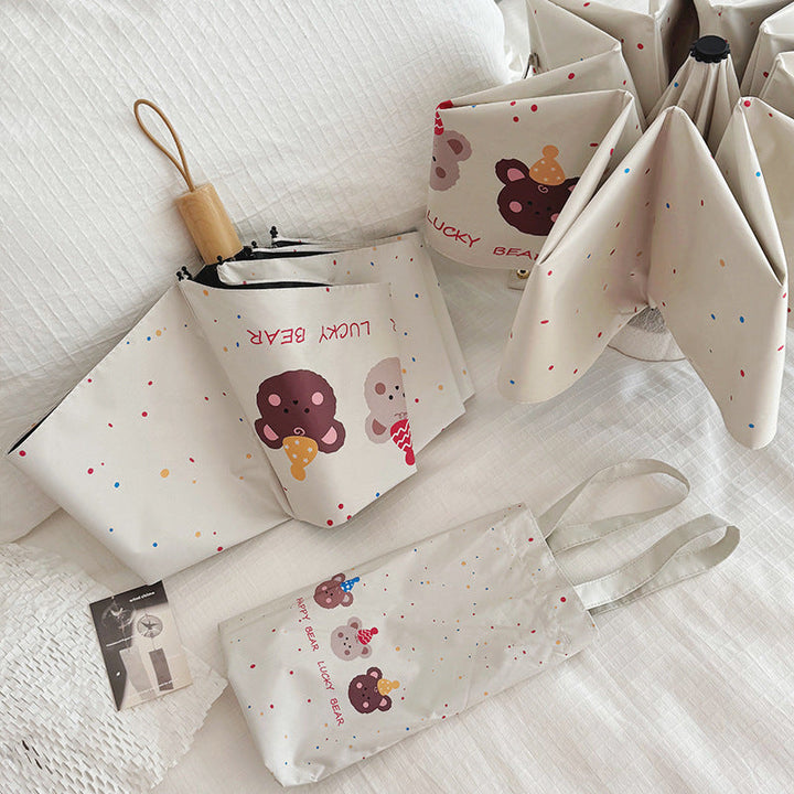 Ladies Foldable Umbrella with Playful Bear Design Kalsten