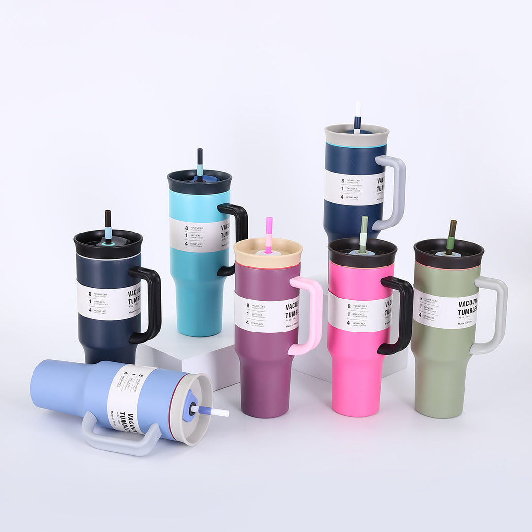 Ladies' insulated cup with practical drinking straw and ergonomic handle Kalsten