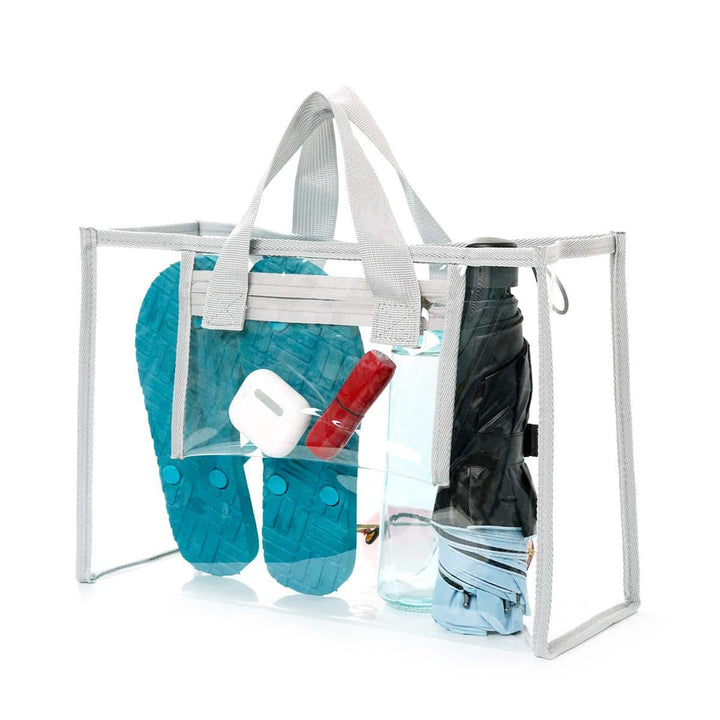 Transparent beach bag with sturdy carrying handles and various compartments Kalsten