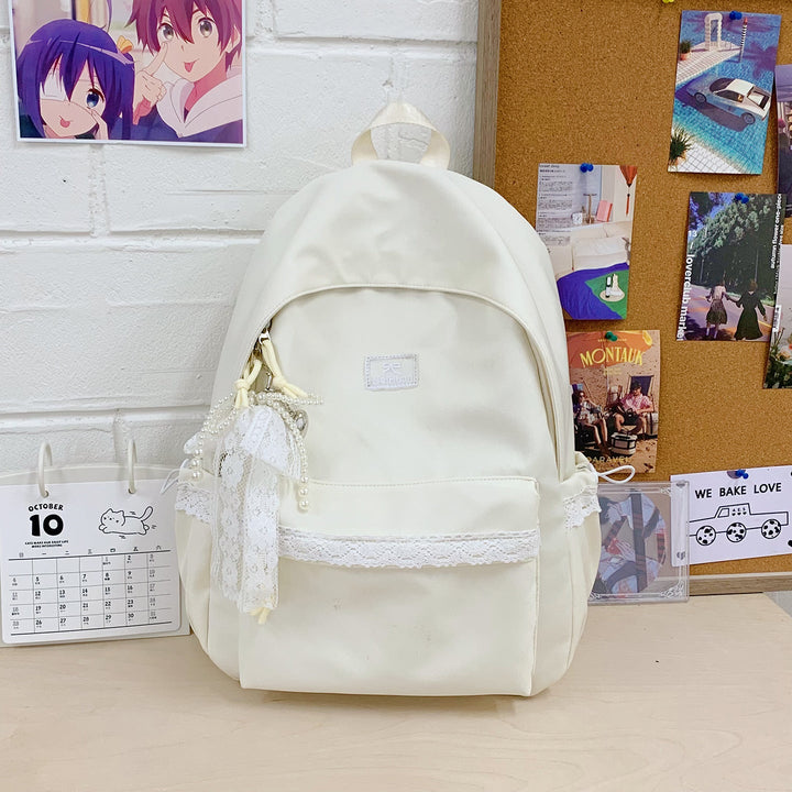 Elegant Lace-Trim Detail School Backpack