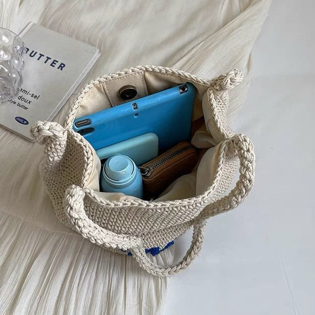 Hand-knotted shopping bag with cheerful summer design Kalsten