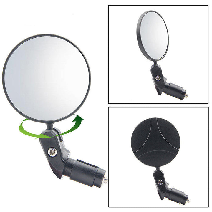 Compact Handlebar End Bike Mirror Pair with Full Rotation Swivel and Wide Angle Glass Kalsten