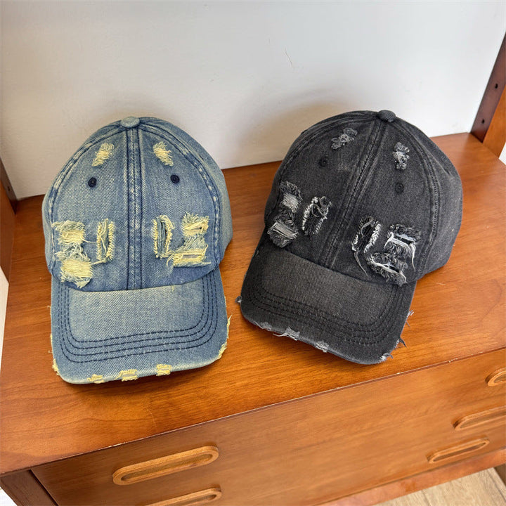 Women's Distressed Denim Adjustable Baseball Cap Kalsten