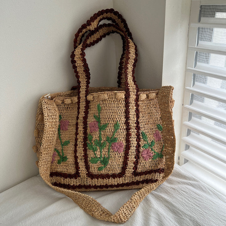 Braided shoulder bag with floral motif Kalsten