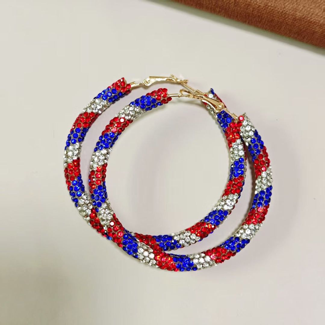 Ladies' large creoles with pavé rhinestone embellishment and clasp closure Kalsten