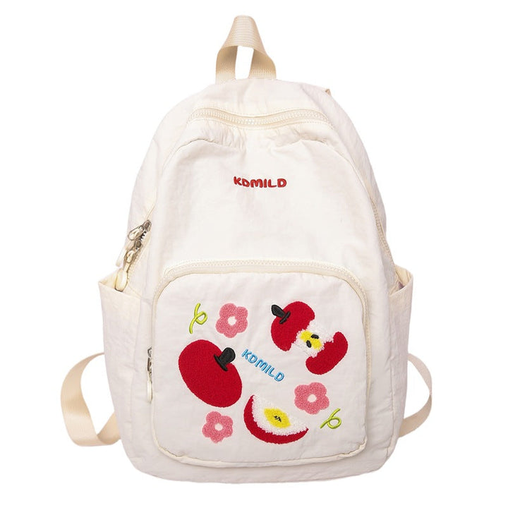 Casual Embroidered Apple Print School Backpack Kalsten
