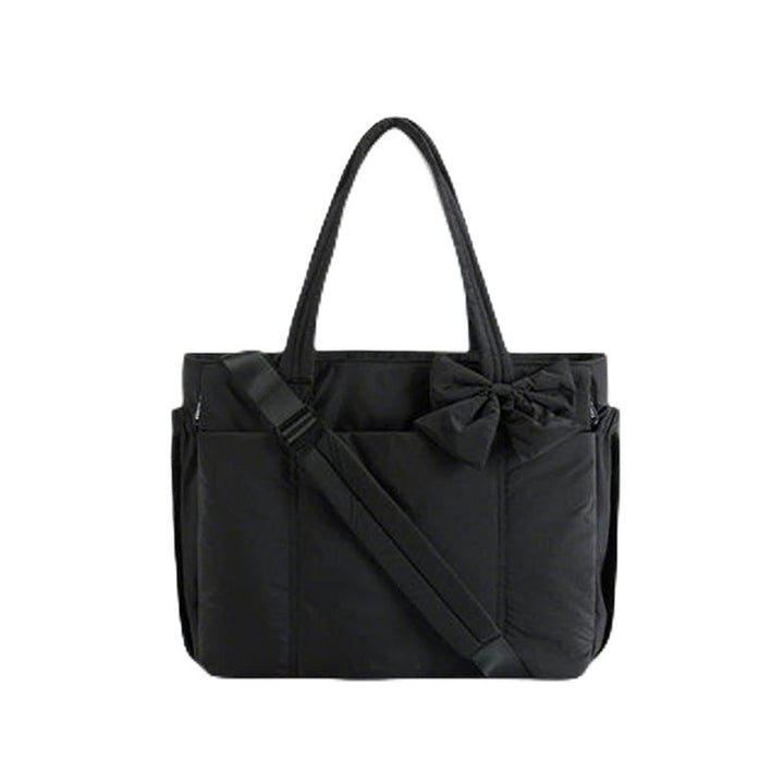 Multifunctional tote bag with detachable shoulder straps and decorative bow Kalsten