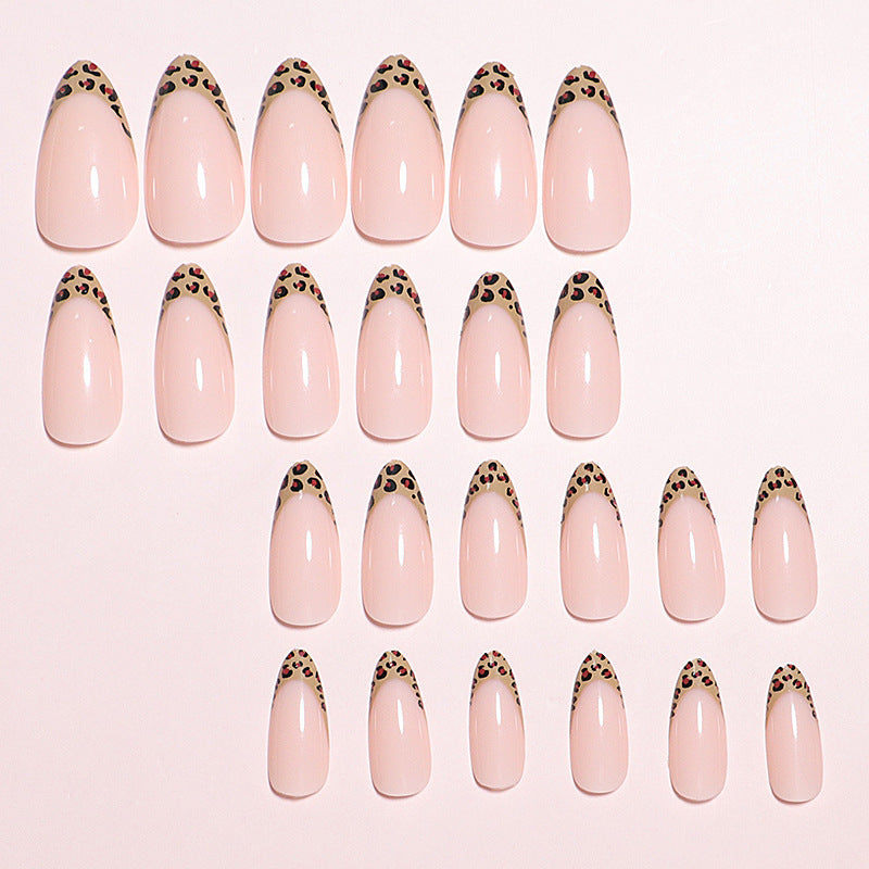 Elegant Leopard-Trimmed Press-On Nails Kalsten