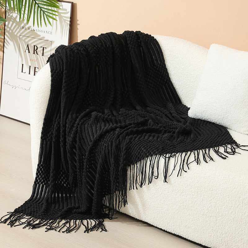 Women's stylish living room throw blanket with fringe pattern Kalsten
