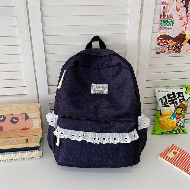Elegant Ruffled Lace School Backpack