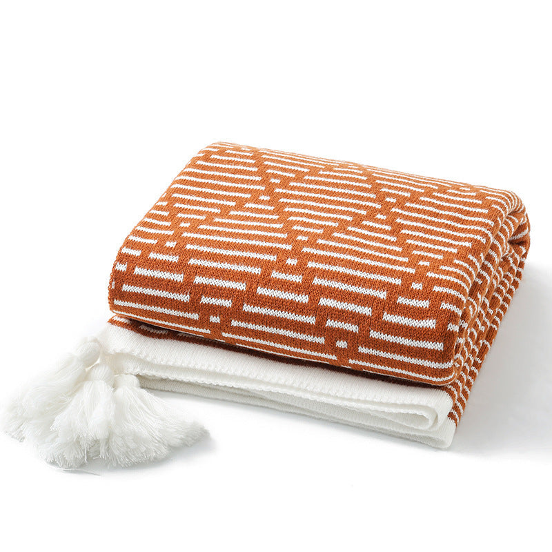 Women's knitted blanket with geometric pattern Kalsten
