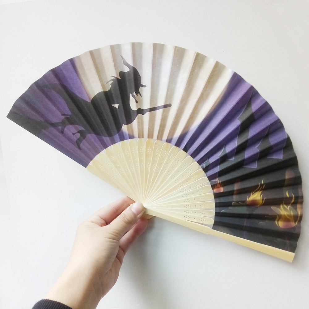 Women's Halloween costume fan with unique lettering Kalsten