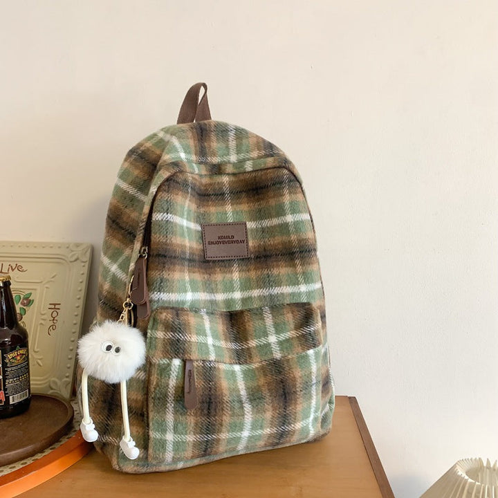 Functional Plaid School Backpack