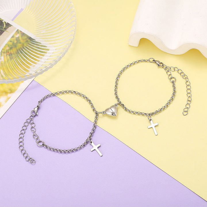 Versatile bracelet with cross and heart pendants Kalsten