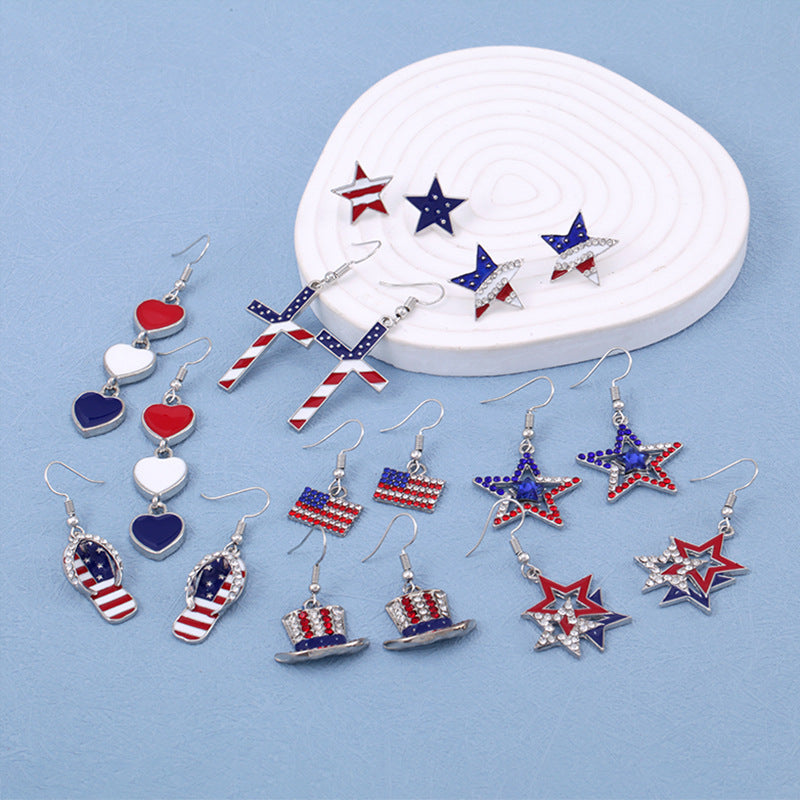 Women's long multi-layer star drop earrings with crystal embellishments and rhodium-plated alloy Kalsten