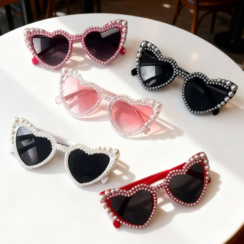Heart-Shaped Pearl-Detail Sunglasses Kalsten