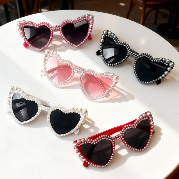 Heart-Shaped Pearl-Detail Sunglasses Kalsten