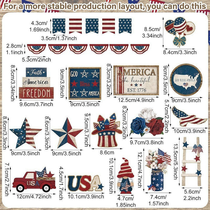 Unisex nan patriotic wood decor set for wall and door with versatile USA motifs Kalsten