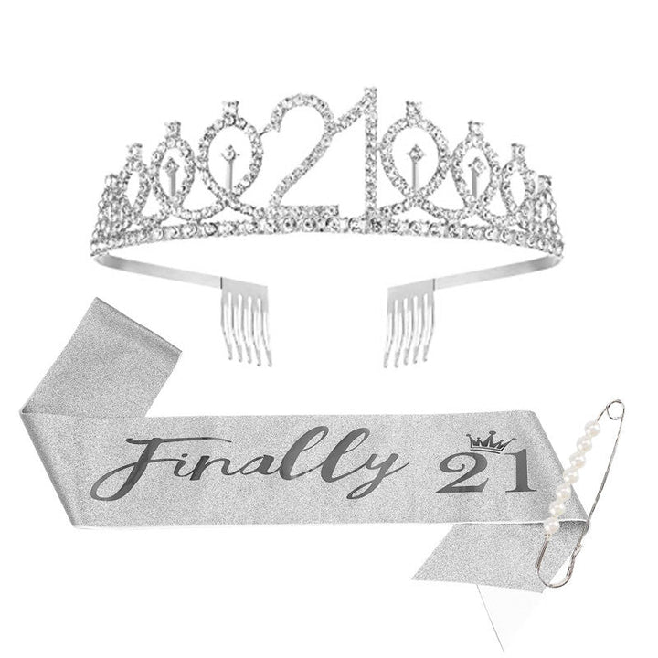 Ladies Sparkling Tiara with personalized 80th Birthday Inscription Kalsten