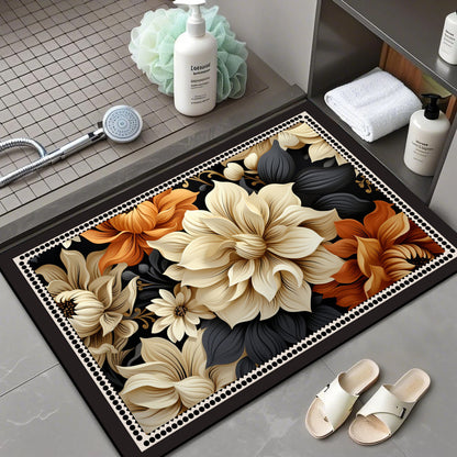 Floral Patterned Comfort Bath Mat Acalora
