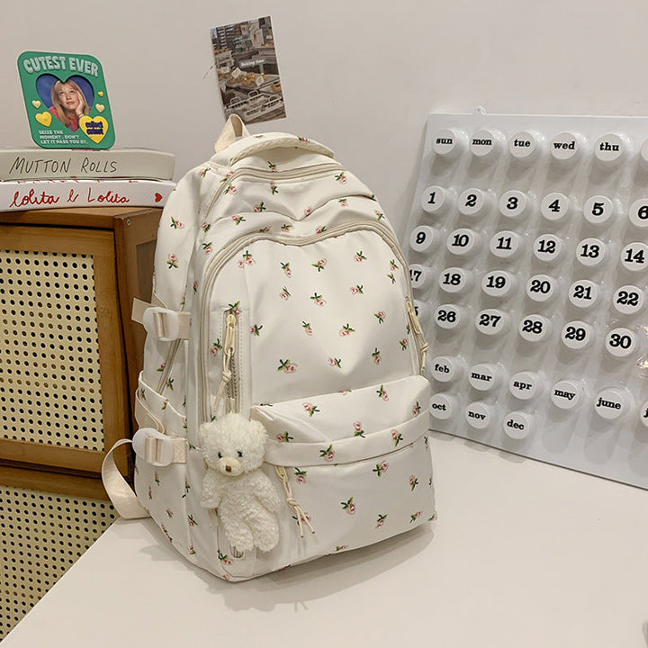 Elegant Floral Print School Backpack
