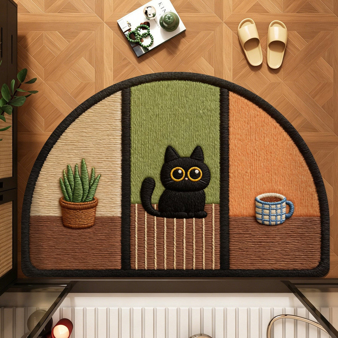 Cute Cat-Themed Half-Moon Area Rug Kalsten