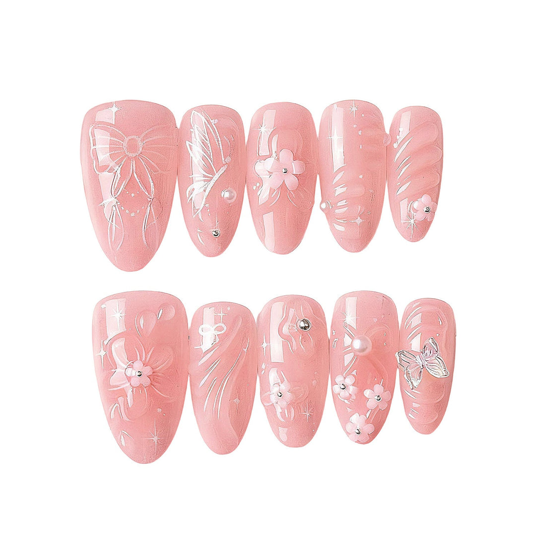 Decorative Floral Press-On Nail Art Set Kalsten
