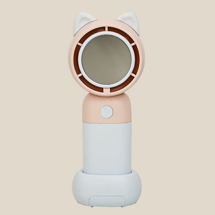 Cooling portable handheld bladeless fan with built-in mirror and rechargeable battery dock Kalsten