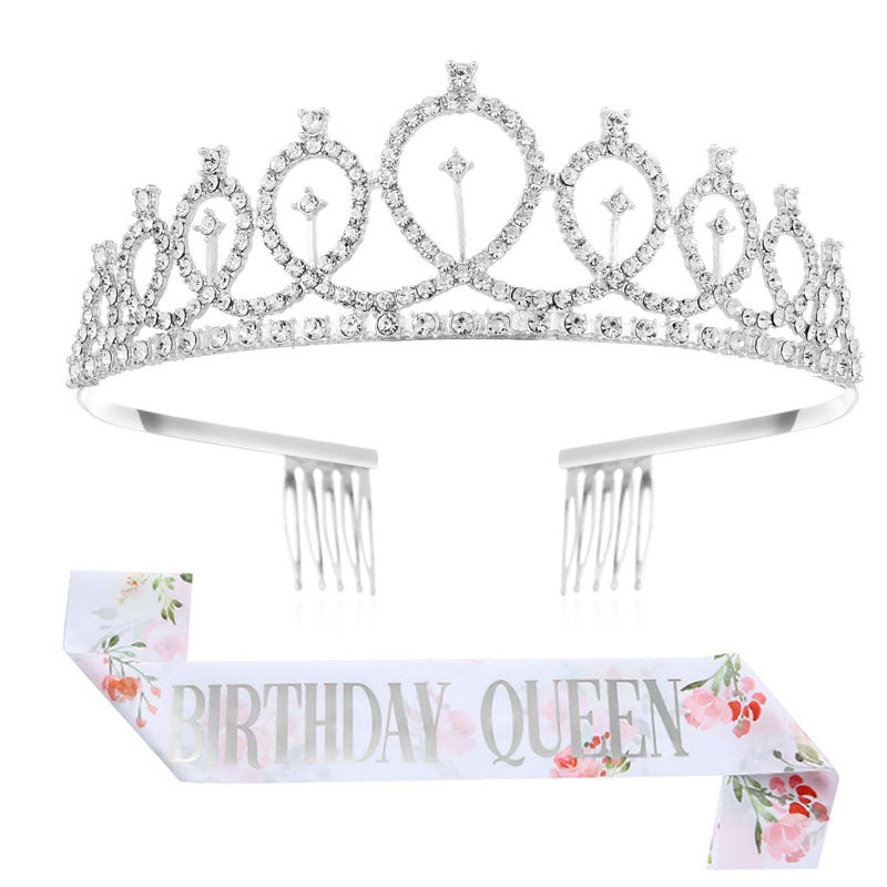 Ladies Sparkling Crown with Rhinestone Decorations Kalsten