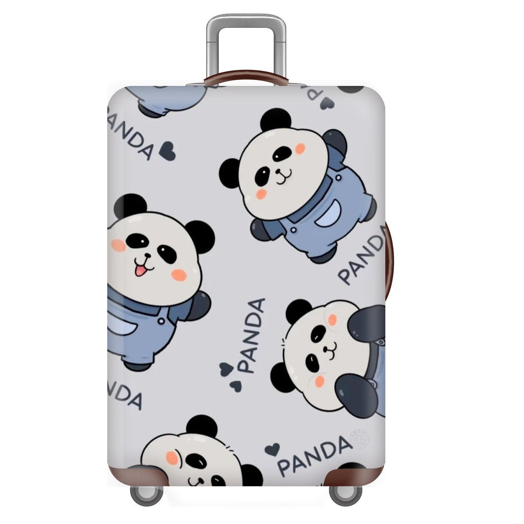 Unisex non-elastic suitcase cover for hard shell trolley with cute panda design, stretch protective cover with handle and wheel openings Kalsten