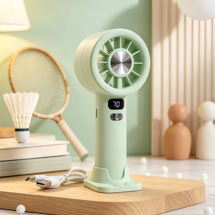 Ladies portable hand fan with LCD display and USB charging function Kalsten