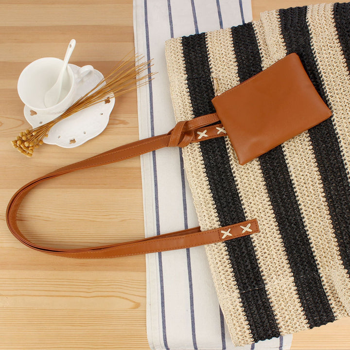 Beach bag with elegant leather handles and practical interior bag Kalsten