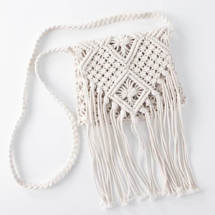 Macrame Shoulder Bag with Fringes Kalsten
