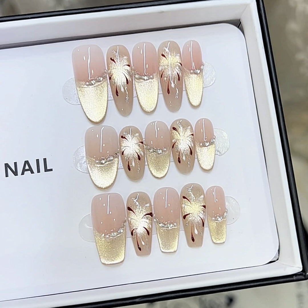 Artistic Floral Pattern Press-On Nail Set Kalsten