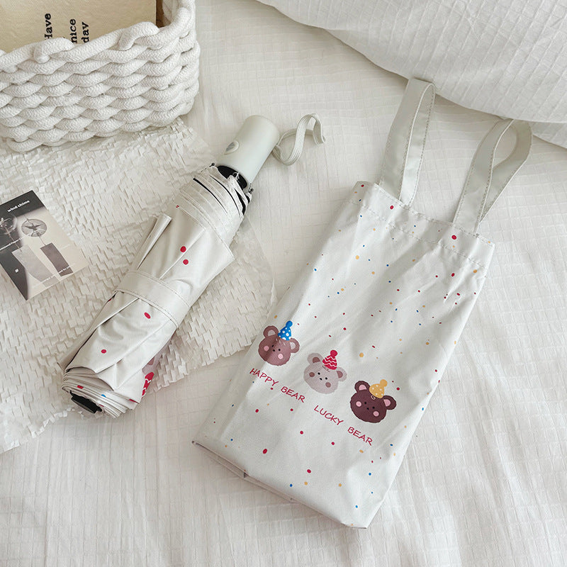 Ladies Foldable Umbrella with Playful Bear Design Kalsten