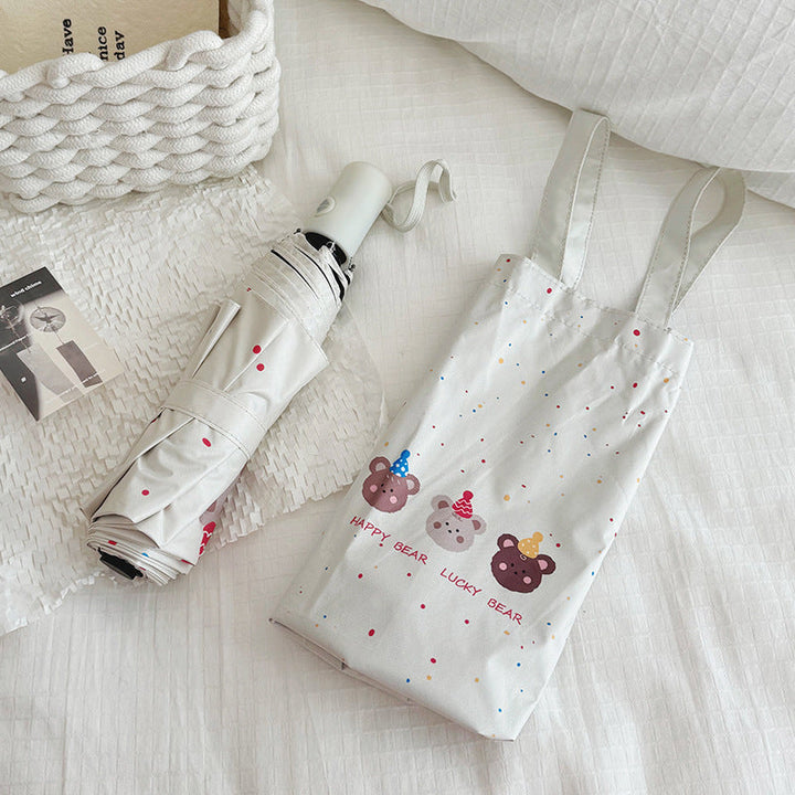 Ladies Foldable Umbrella with Playful Bear Design Kalsten