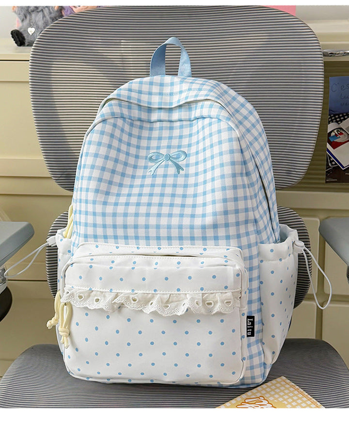 Cute Checkered Patterned School Backpack