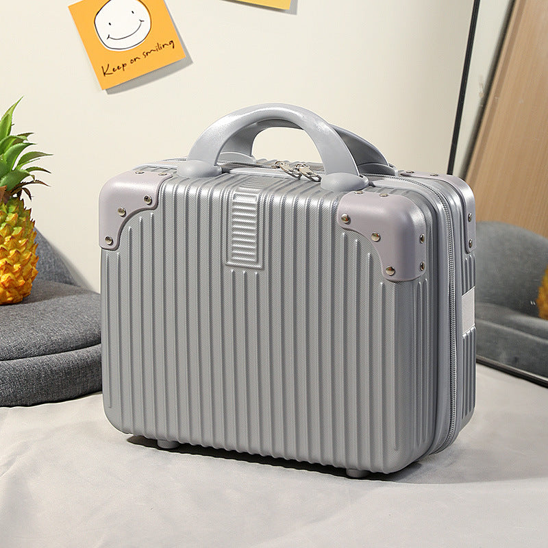 compact hard-shell travel vanity cosmetic and tech organizer with ribbed shell reinforced corners removable padded insert Kalsten