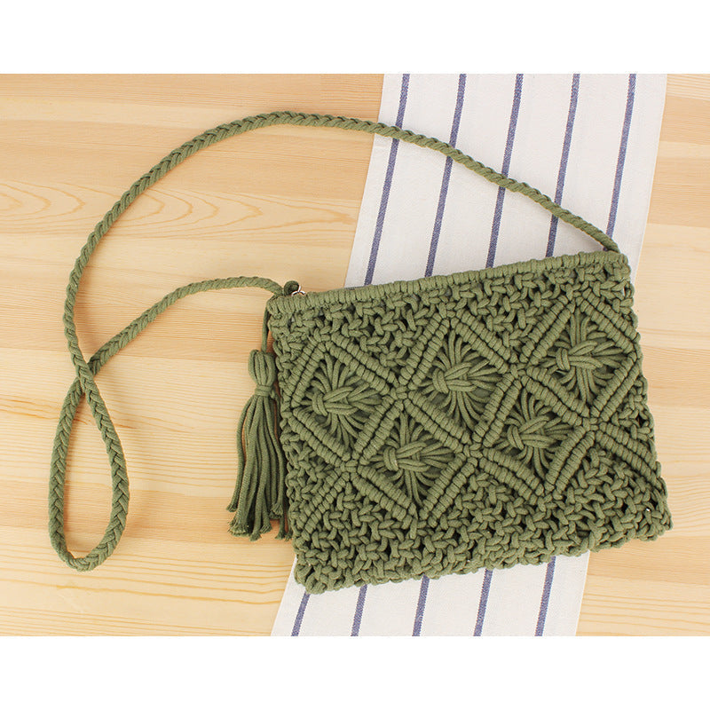 Handcrafted Macrame Shoulder Bag with Tassels Kalsten
