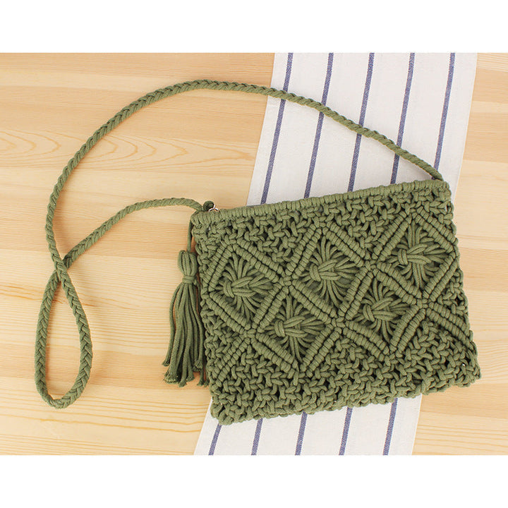 Handcrafted Macrame Shoulder Bag with Tassels Kalsten