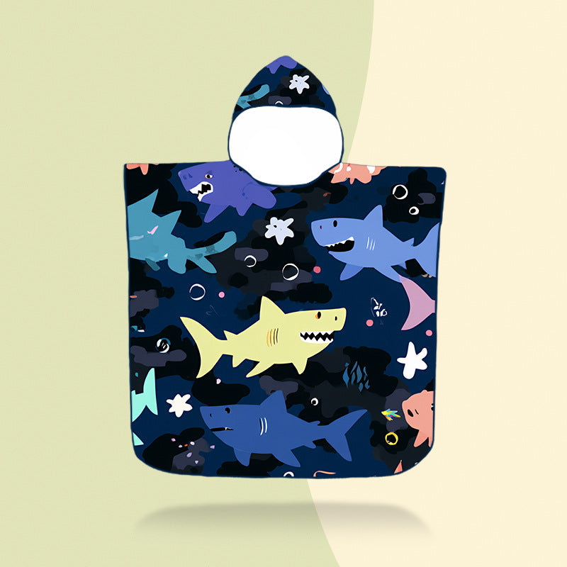 colorful hooded poncho with robot motif Kalsten
