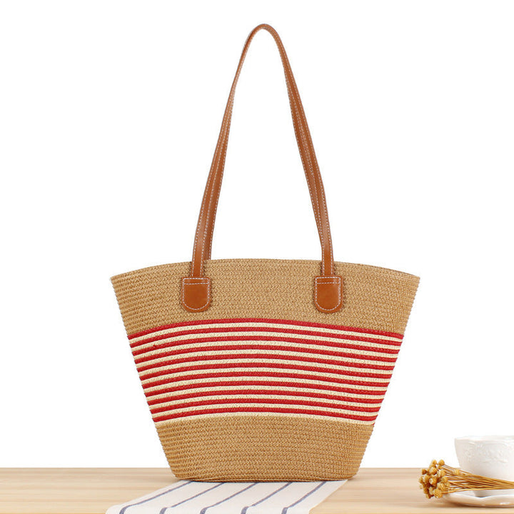 Elegant Straw Bag with Attractive Leather Handles Kalsten