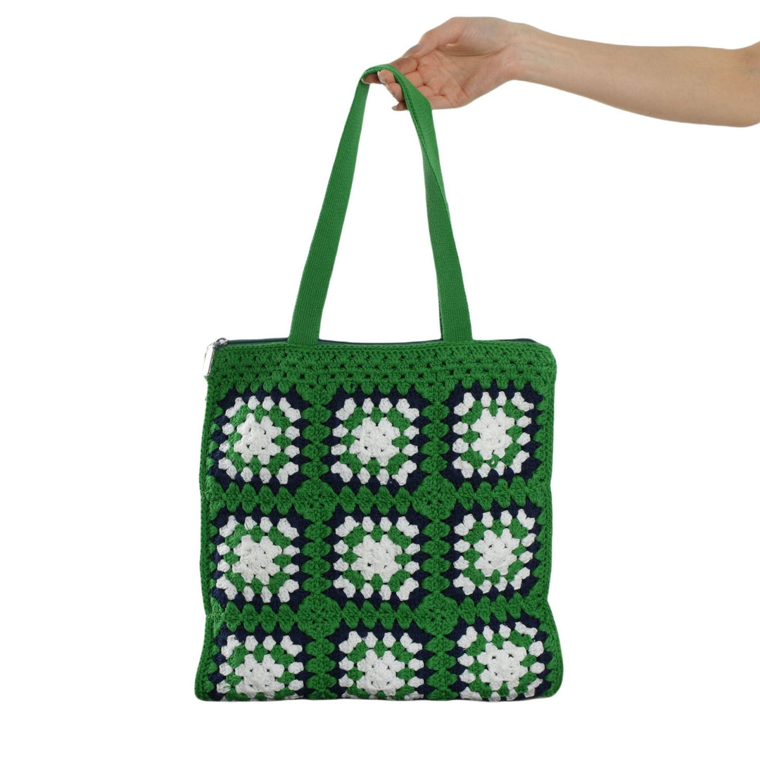 Handcrafted cotton tote bag in vintage granny design Kalsten
