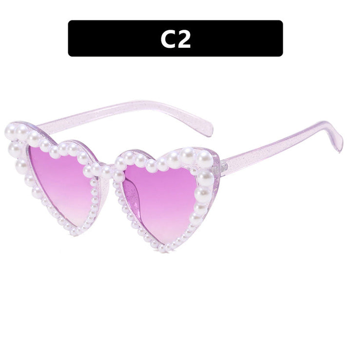 Women's Heart-Shaped Sunglasses with Pearl-Embellished Frame Kalsten