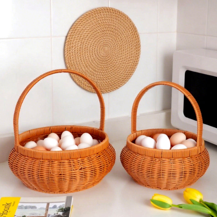 Women Handcrafted Storage Basket with Carrying Handle Kalsten