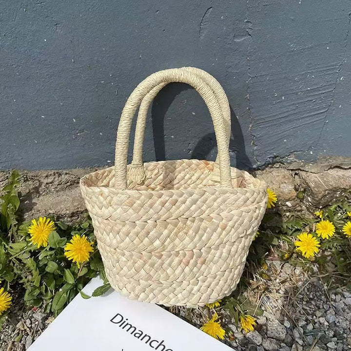 Handcrafted basket bag with double handles Kalsten