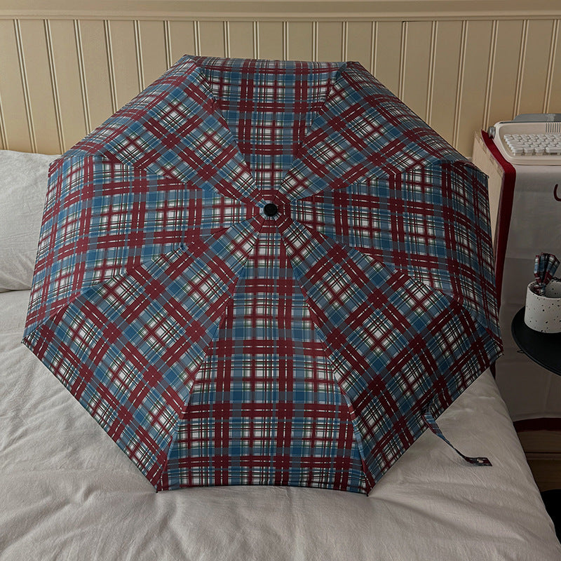 Women's Folding Umbrella in Modern Check Pattern Kalsten
